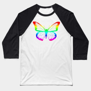 Rainbow Outline Butterfly Baseball T-Shirt